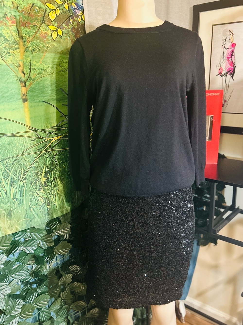 J. Crew Women’s Black Merino Wool Crewneck Sweater - Size: M